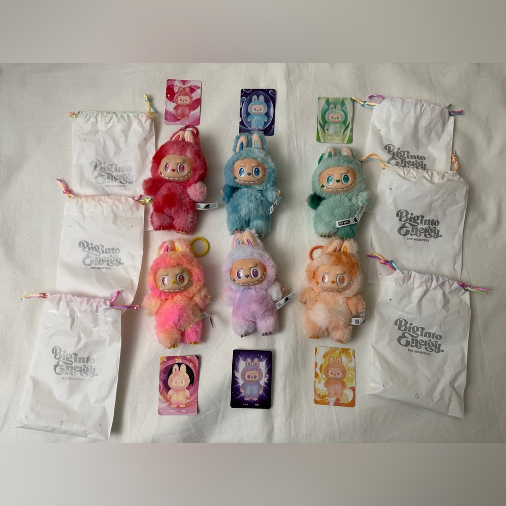 Pop Mart Authentic The Monsters Big into Energy Vinyl Plush Full Set 6 dolls